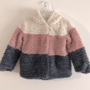 💣Adorable Toddler Pink Blue White Faux Fur Jacket